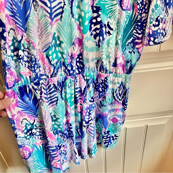 Lilly Pulitzer Bryce romper size small purple blue shorts cold shoulder - Picture 5 of 9
